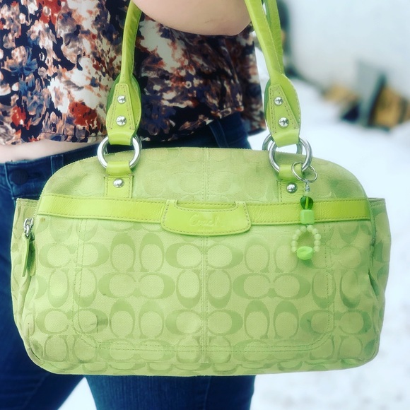 Coach Handbags - COACH Rare Penelope Leaf Green Signature Satchel